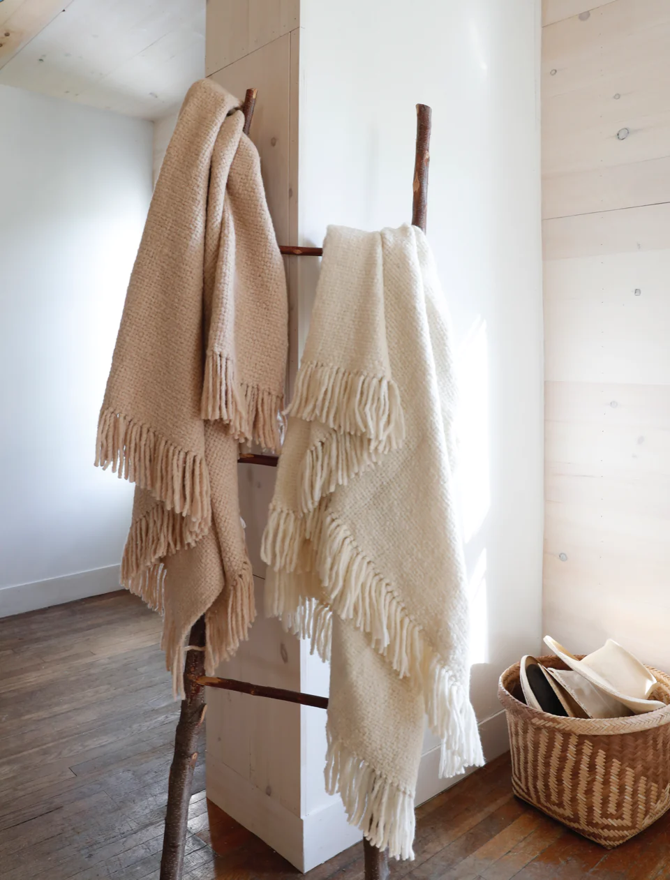 Hand Loomed Blanket Ecru