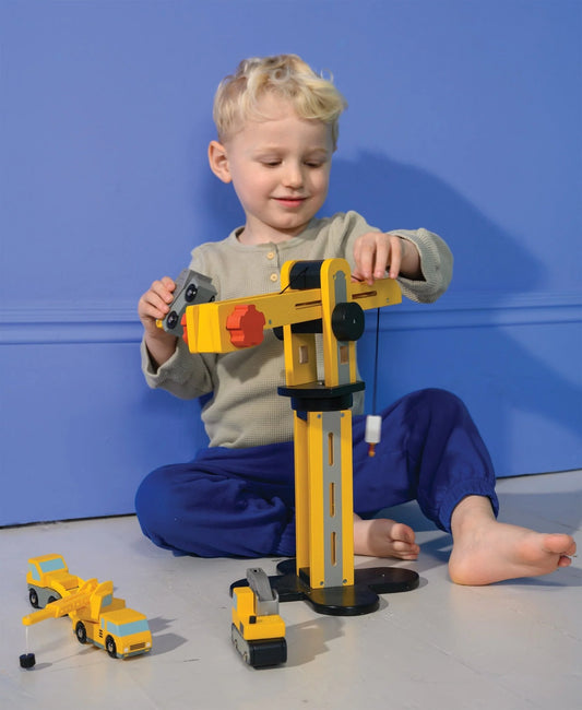Wooden Big Yellow Toy Crane – 3+ Years