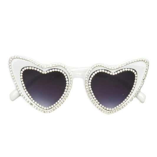 Large Crystal Heart Sunnies - White