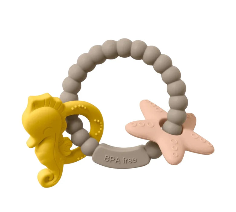 Seahorse Teething Ring - All Silicone - Taupe