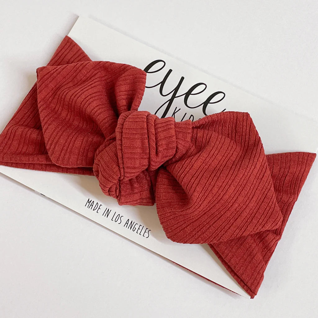 Top Knot Ribbed Knit Headband - Brick