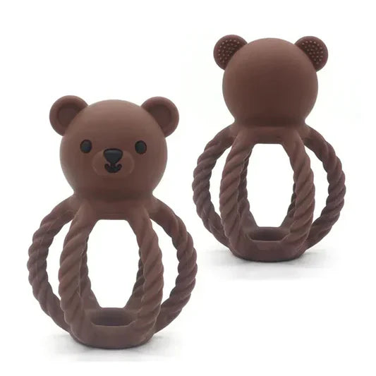 BPA All Silicone Teddy Rattle - Chocolate