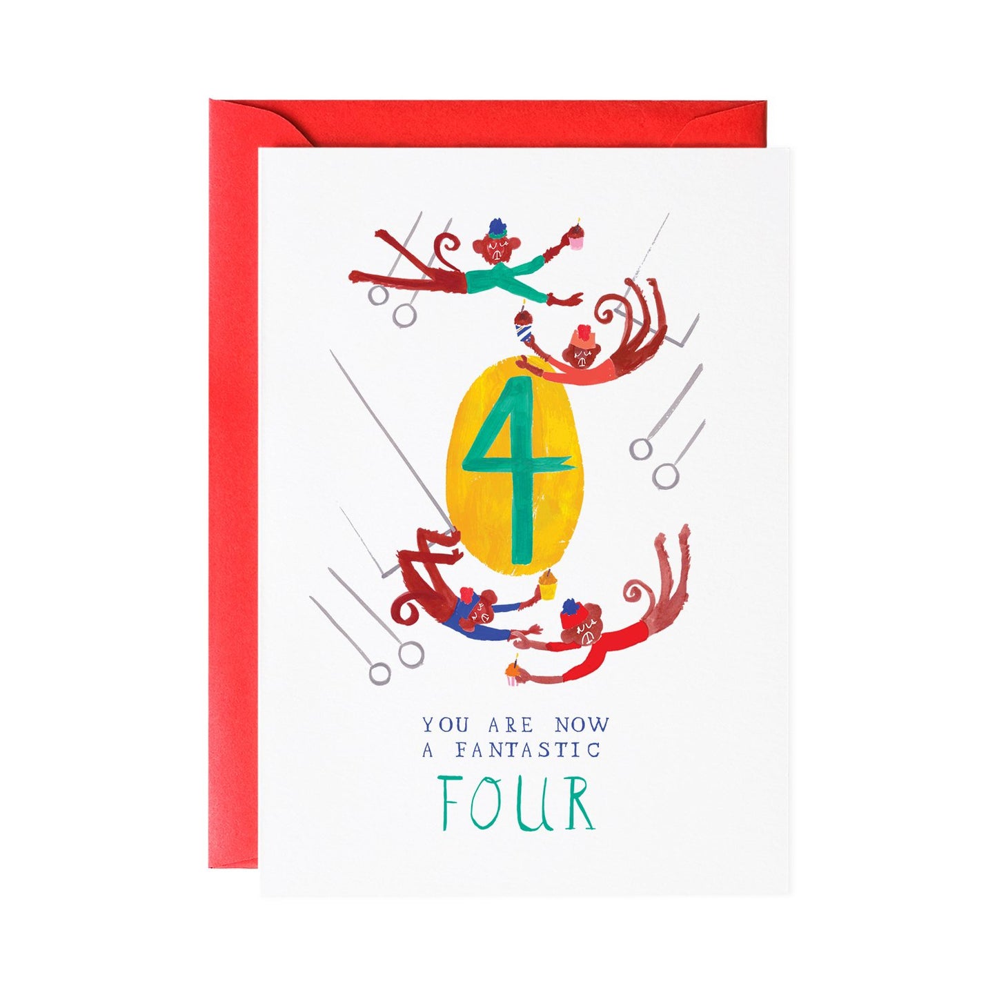 Four Mischievous Monkeys Birthday Card