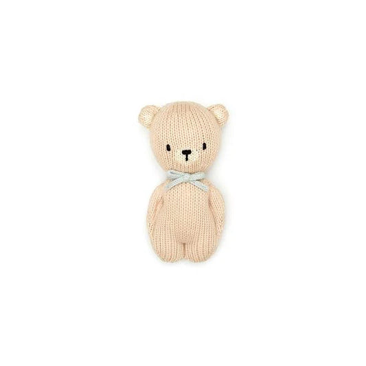 Bear Rattle 5.5" - Light Beige & Light Blue