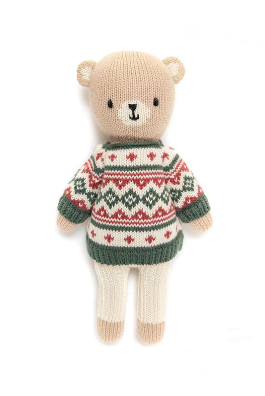 Bear with Holiday Sweater - Green & Burgundy