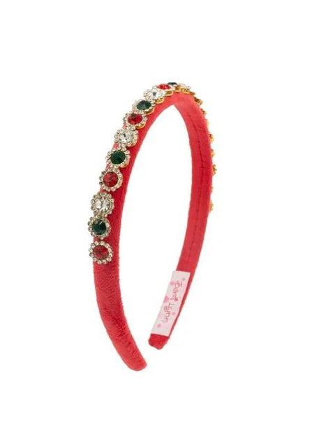 Red Thin Velvet Round Jewel Headband