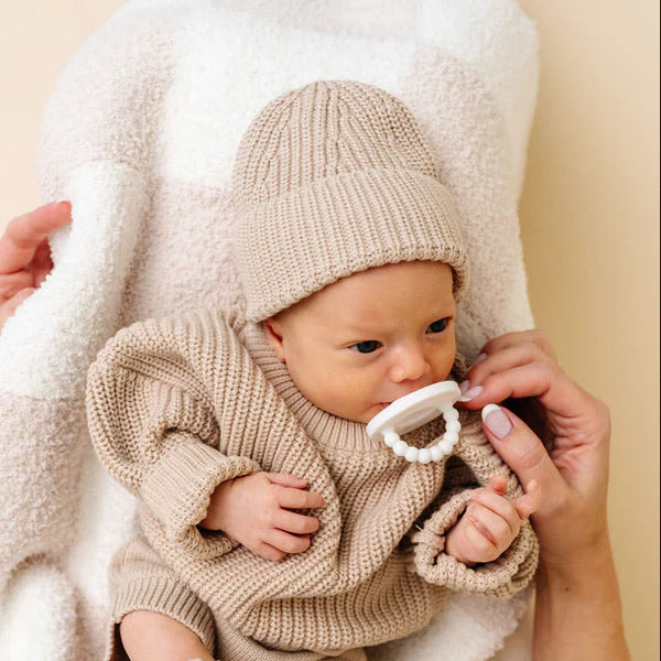 Knit Beanie - Tan - 0-3M