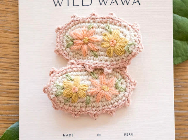 Crochet Clip Set - Mauve Meadow