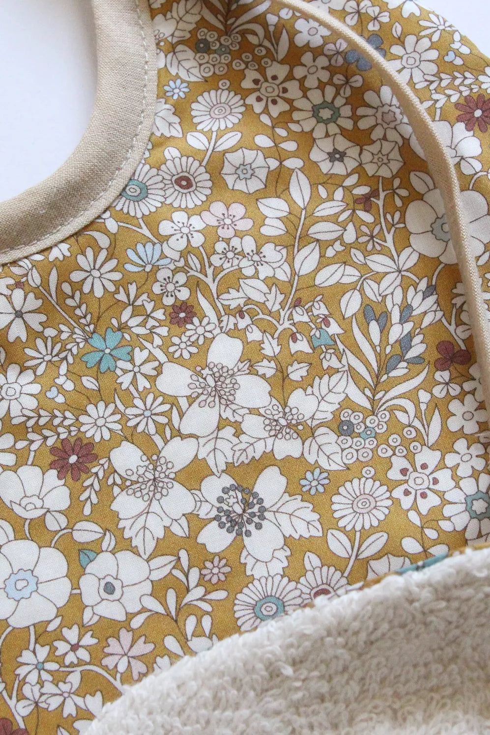 Baby Bib Liberty Fabric - Harper Yellow and White Floral