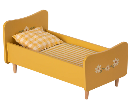 Wooden Bed, Miniature - Yellow