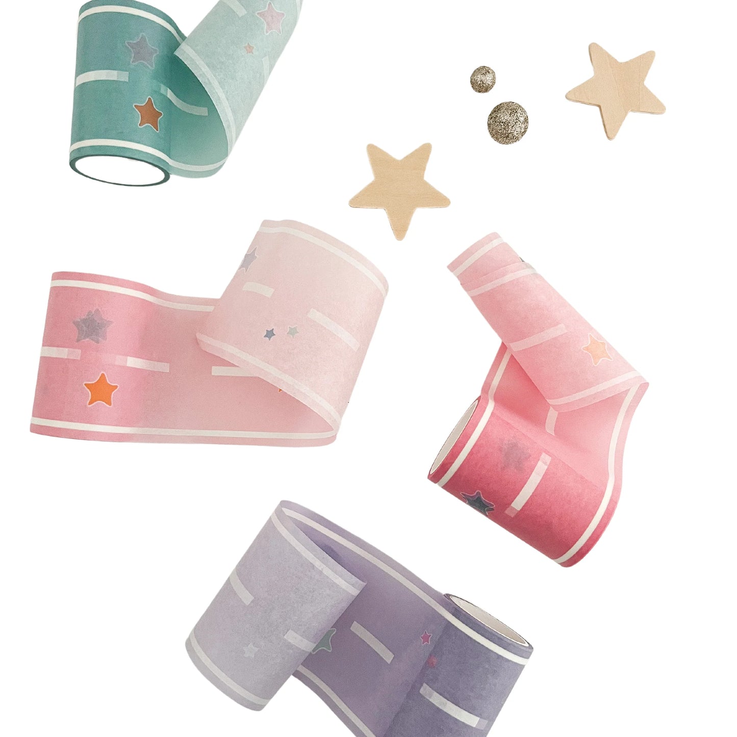 Pastel Colored Play Road Tape 4P Set