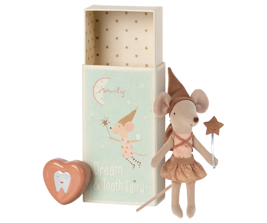 Tooth fairy mouse in matchbox - Rose Metallic