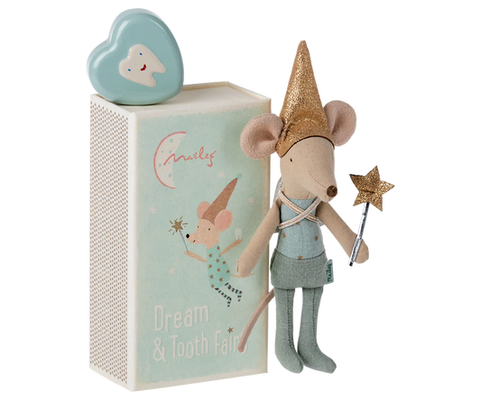 Tooth fairy mouse in matchbox - Blue Metallic