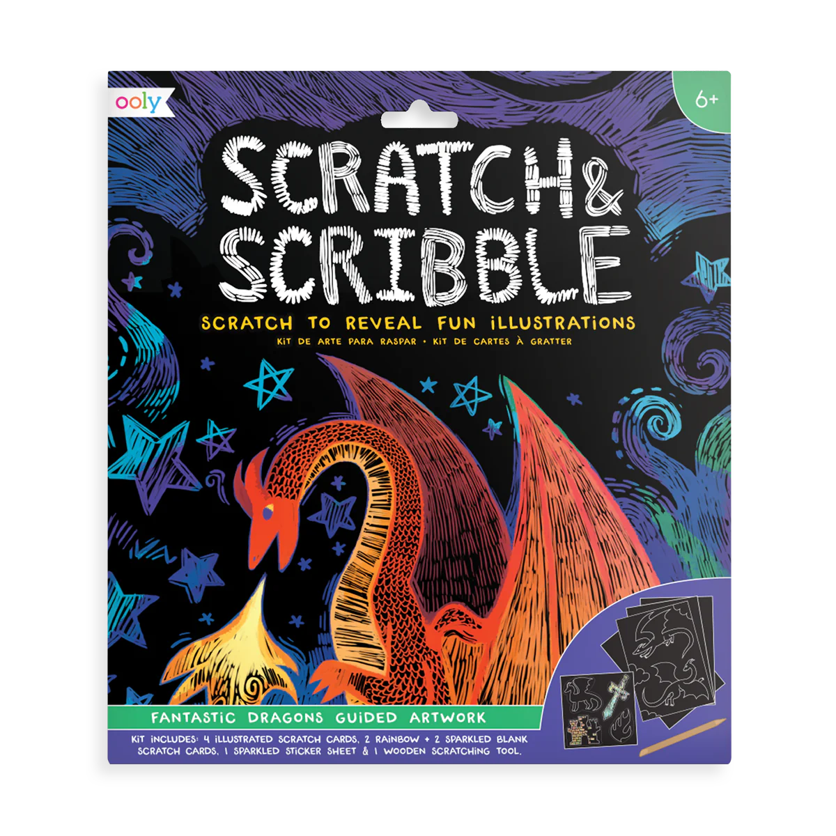 Scratch & Scribble Art Kit: Fantastic Dragons - 10PC