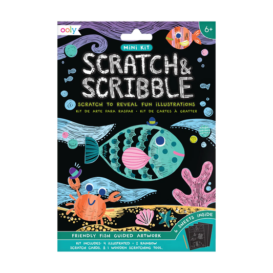Mini Scratch & Scribble Art Kit: Friendly Fish - 7 PC Set