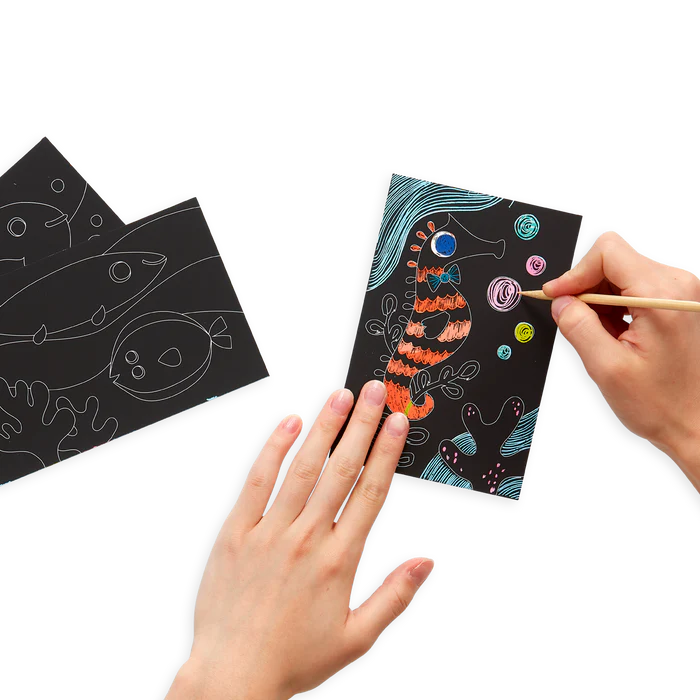 Mini Scratch & Scribble Art Kit: Friendly Fish - 7 PC Set