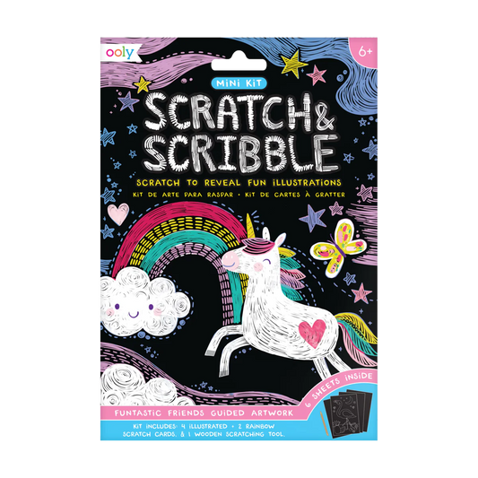Mini Scratch & Scribble Art Kit: Funtastic Friends - 7 PC Set