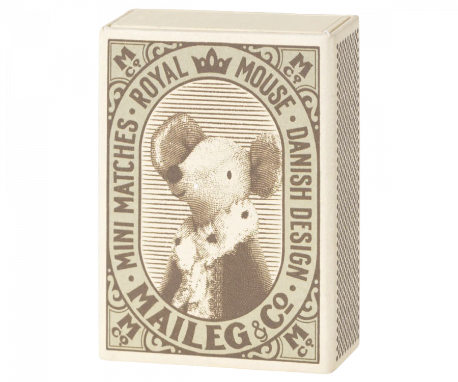 Sleepy/wakey baby mouse in matchbox - Blue