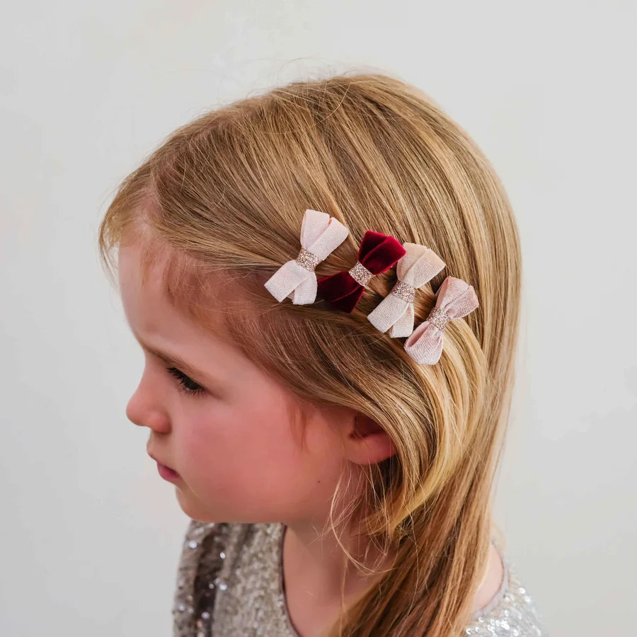 Glitter Velvet Bow Salon Hair Clips