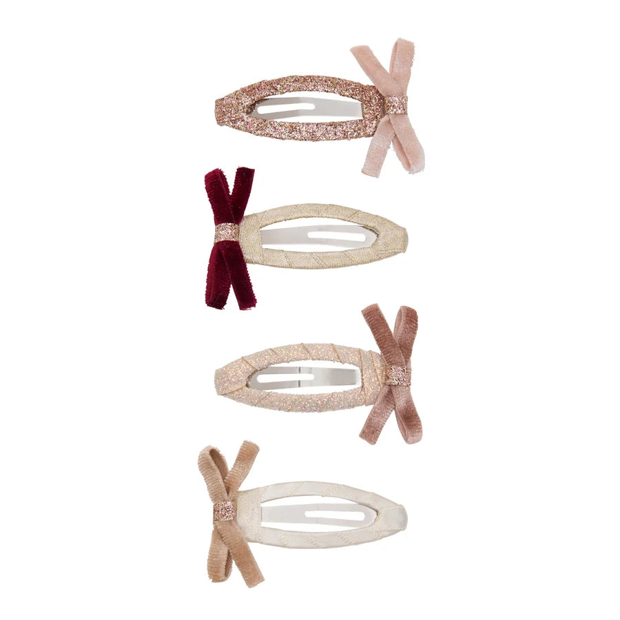 Skinny Velvet Bow Hair Clips