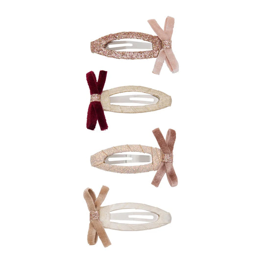 Skinny Velvet Bow Hair Clips