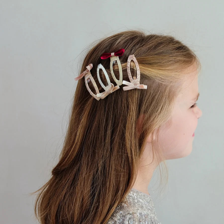 Skinny Velvet Bow Hair Clips