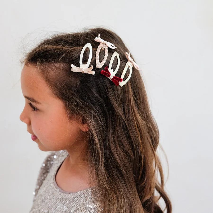 Skinny Velvet Bow Hair Clips