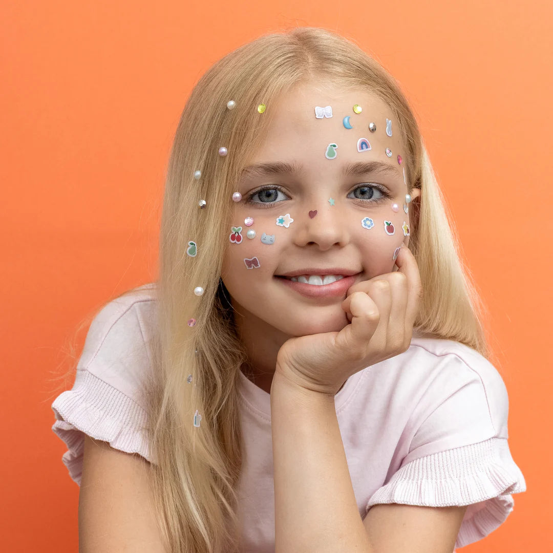Pink Gem & Pearl Stick on Earrings