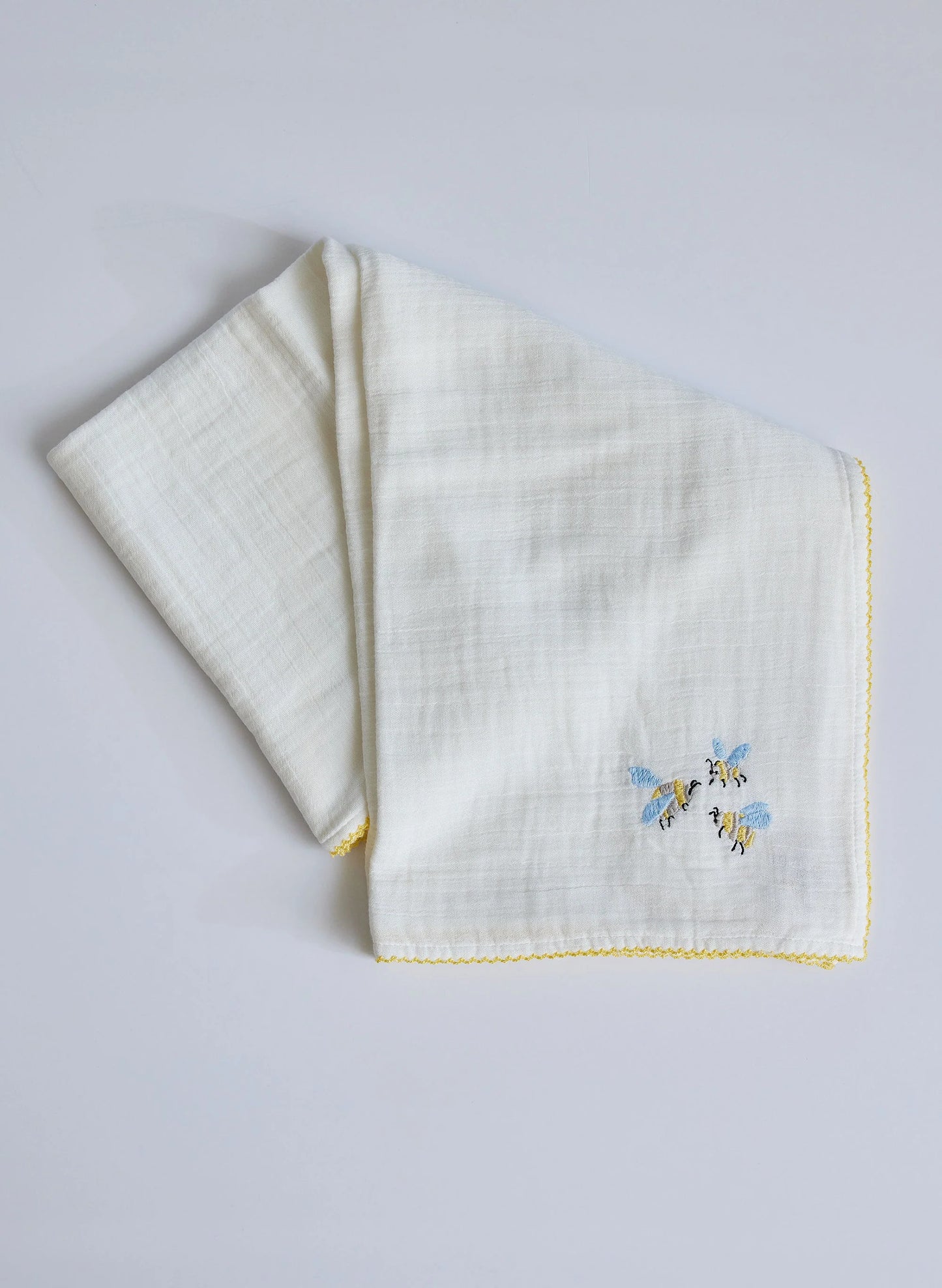 Bumblebee Embroidered Shawl Blanket - White