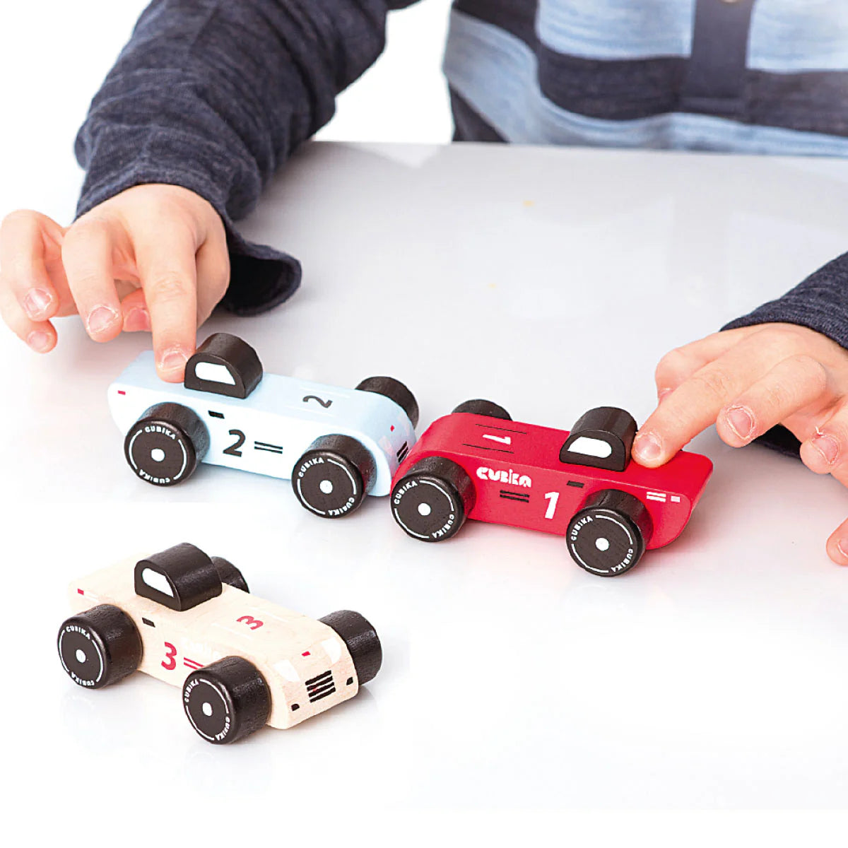 Cubika Wooden Vehicle Set Racing Cars – Moon & Sun