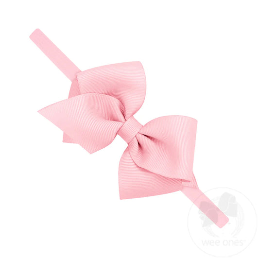 Extra Small Grosgrain Bow on Matching Skinny Nylon Band - Light Pink