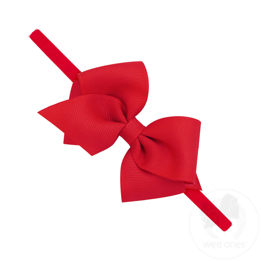 Extra Small Grosgrain Bow on Matching Skinny Nylon Band - Red