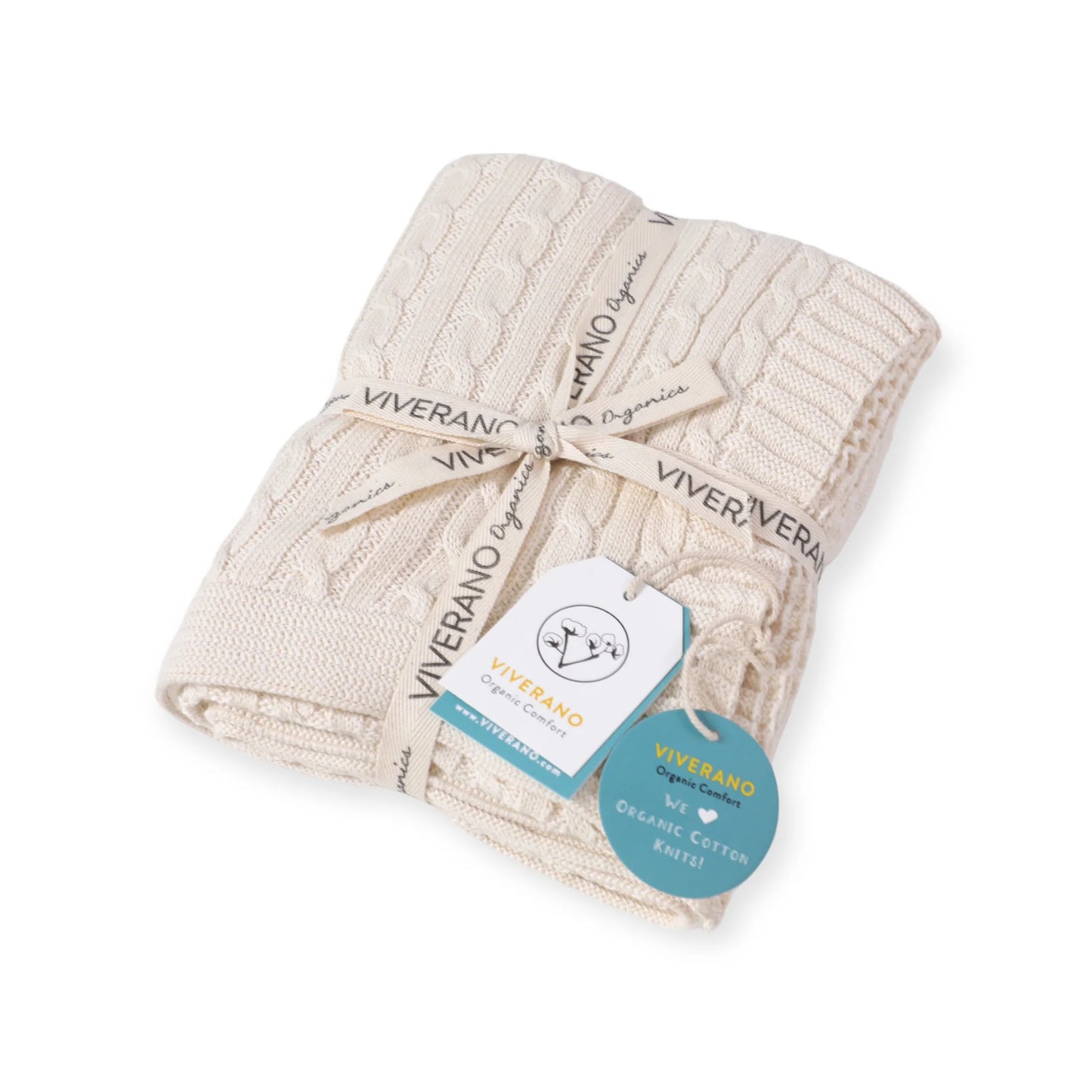Mini Cable Sweater Knit Baby Blanket (Organic Cotton) - Natural