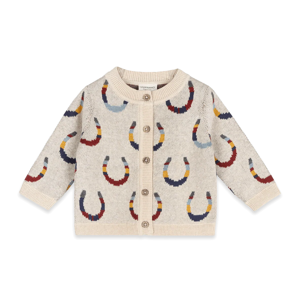 Horse Shoe Jacquard Knit Baby Cardigan (Organic Cotton)