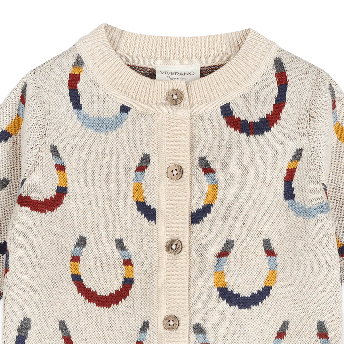 Horse Shoe Jacquard Knit Baby Cardigan (Organic Cotton)
