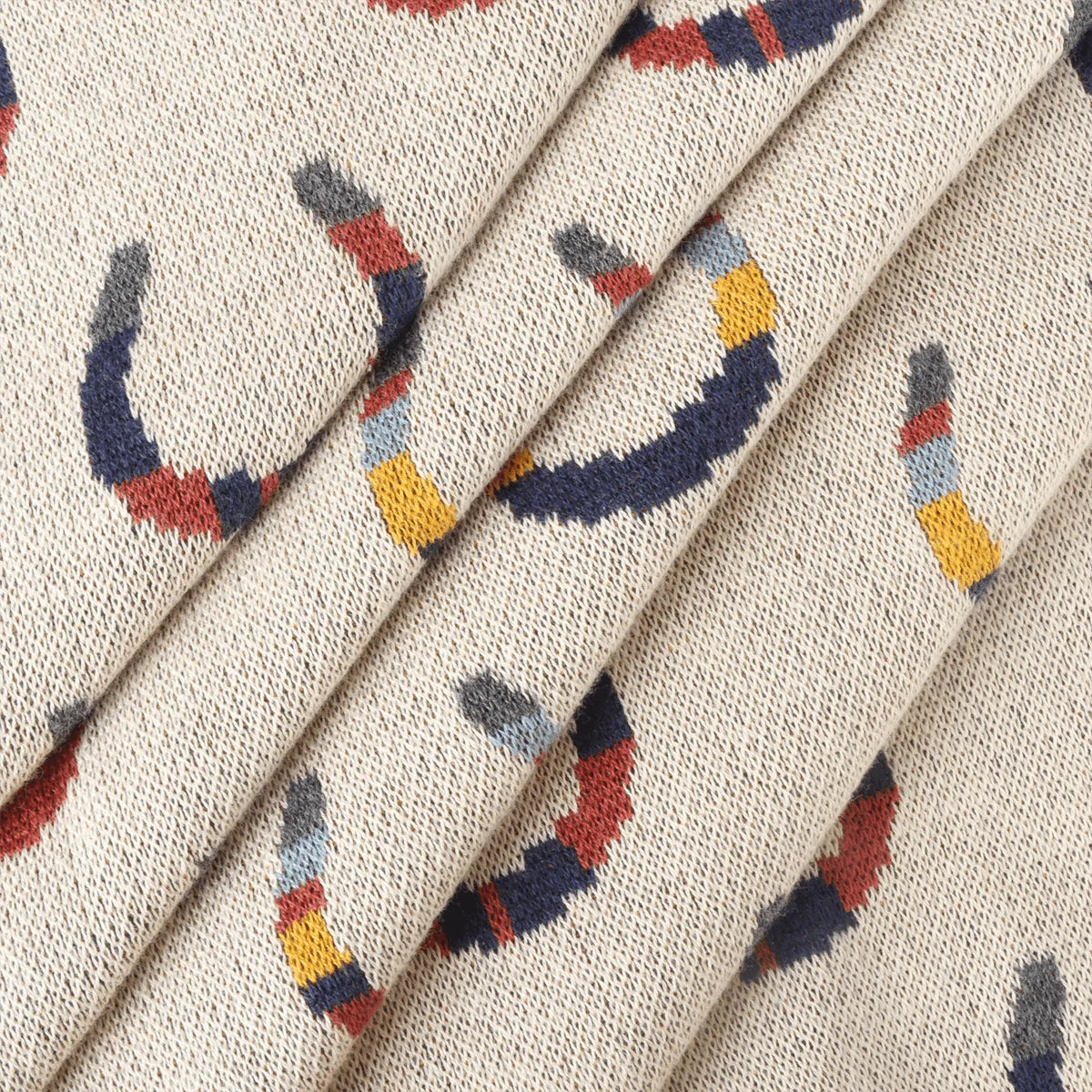 Horseshoe - Organic Cotton Jacquard Knit Baby Blanket -  Natural - One Size
