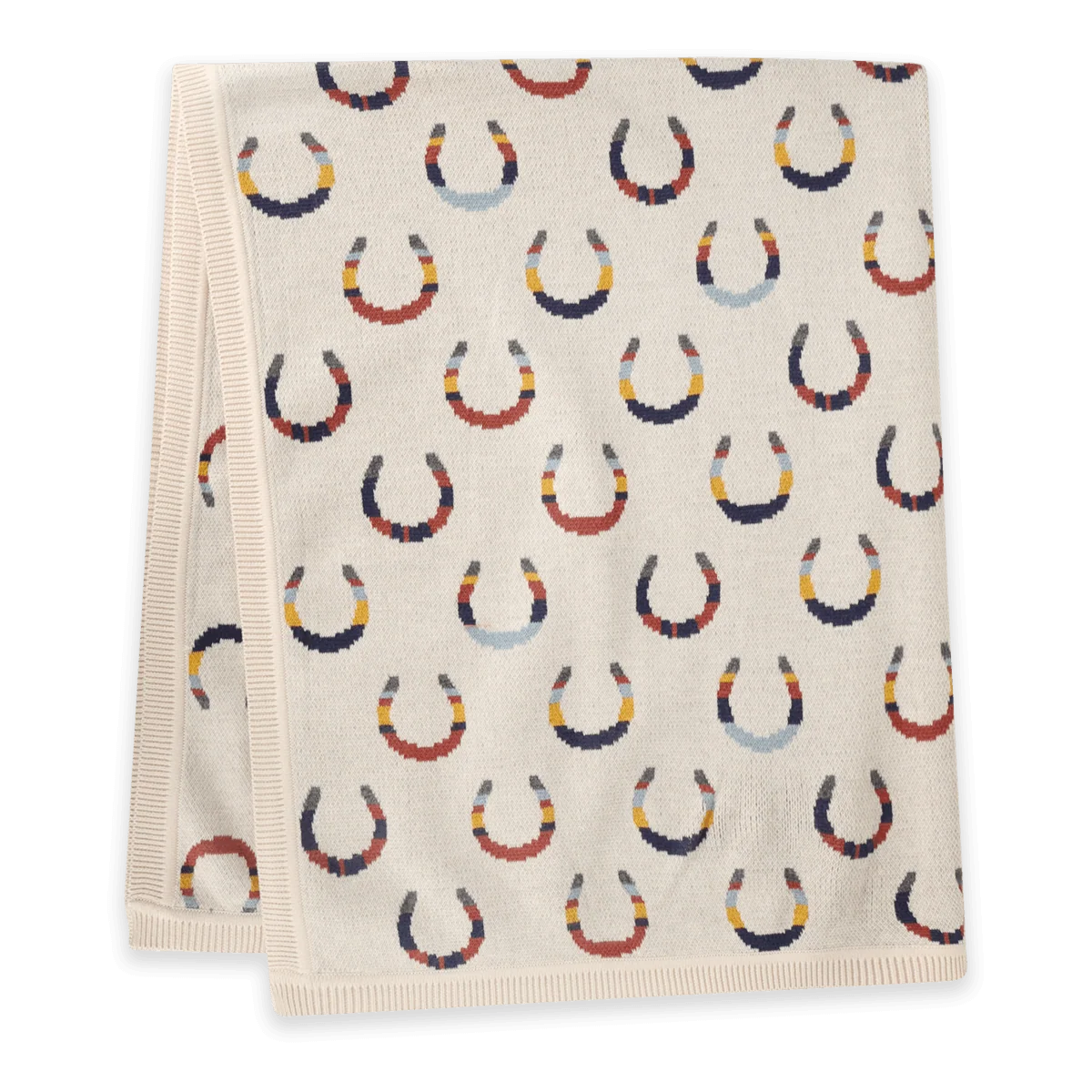 Horseshoe - Organic Cotton Jacquard Knit Baby Blanket -  Natural - One Size