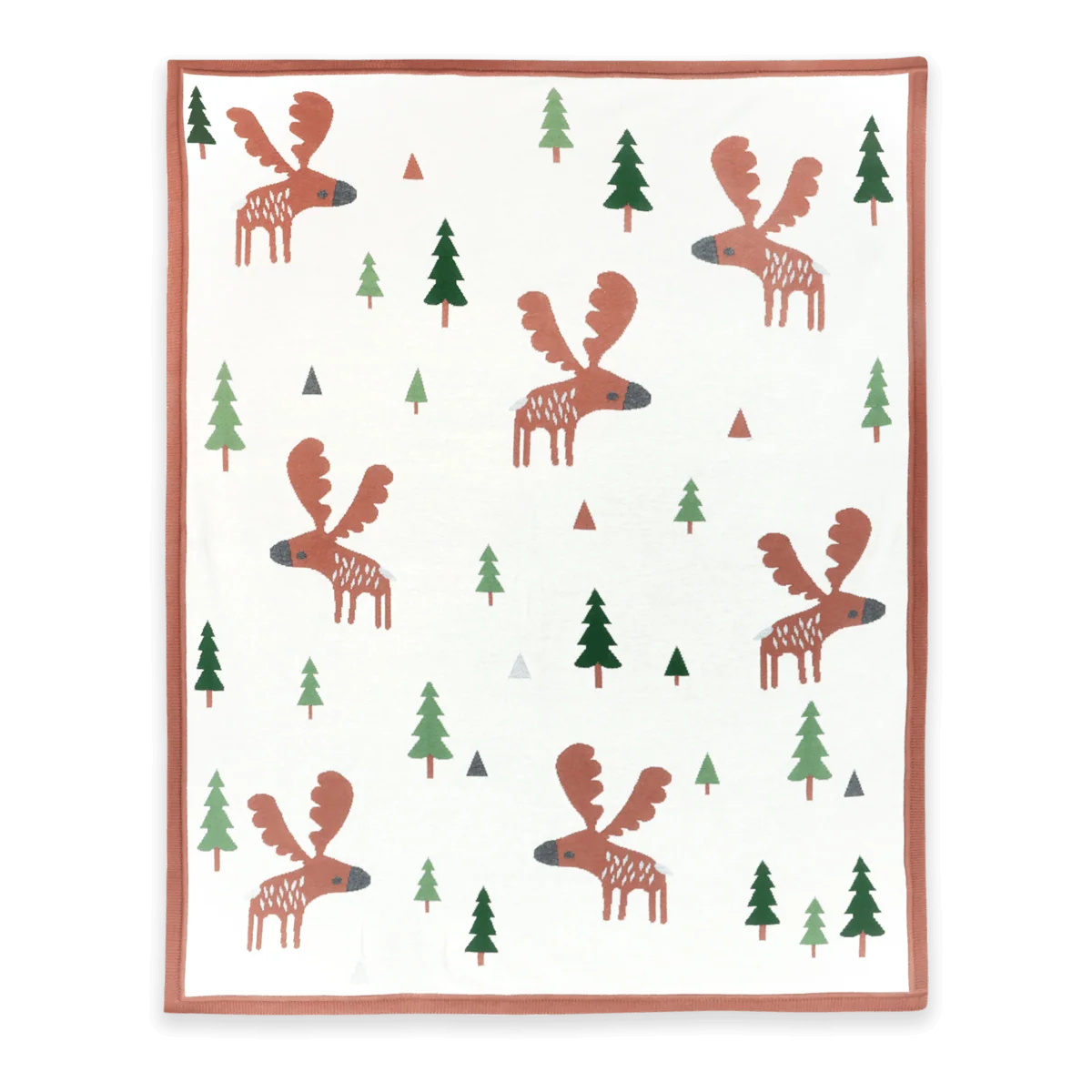 Wild Moose - Organic Cotton Jacquard Knit Baby Blanket -  Natural - One Size