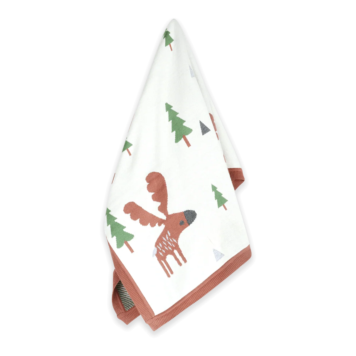 Wild Moose - Organic Cotton Jacquard Knit Baby Blanket -  Natural - One Size