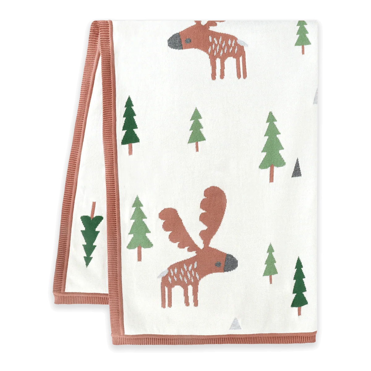 Wild Moose - Organic Cotton Jacquard Knit Baby Blanket -  Natural - One Size
