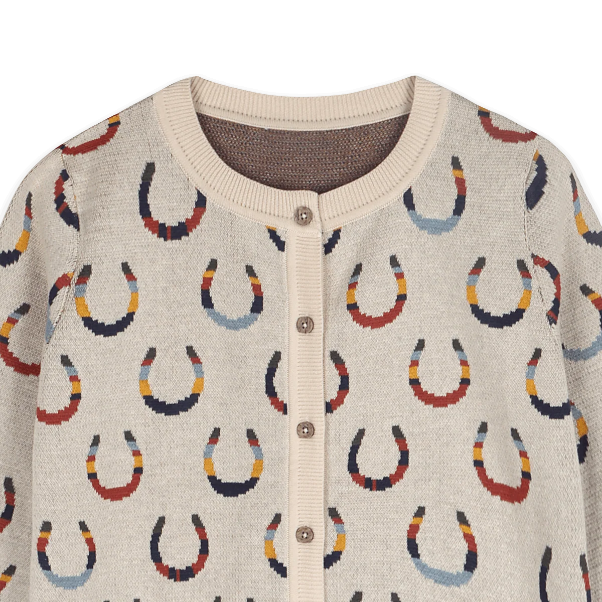 Horse Shoe Jacquard Knit Women Cardigan (Organic Cotton)