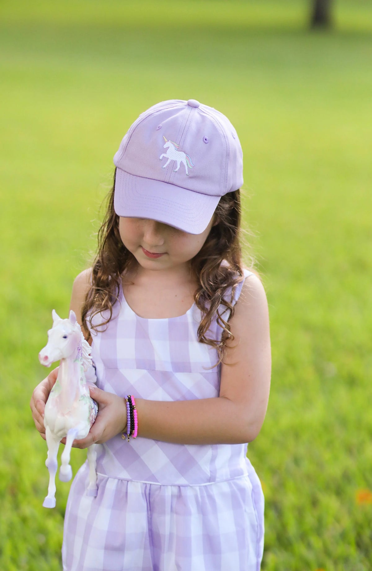 Rainbow Unicorn Bow Baseball Hat - Youth (2-8Y)