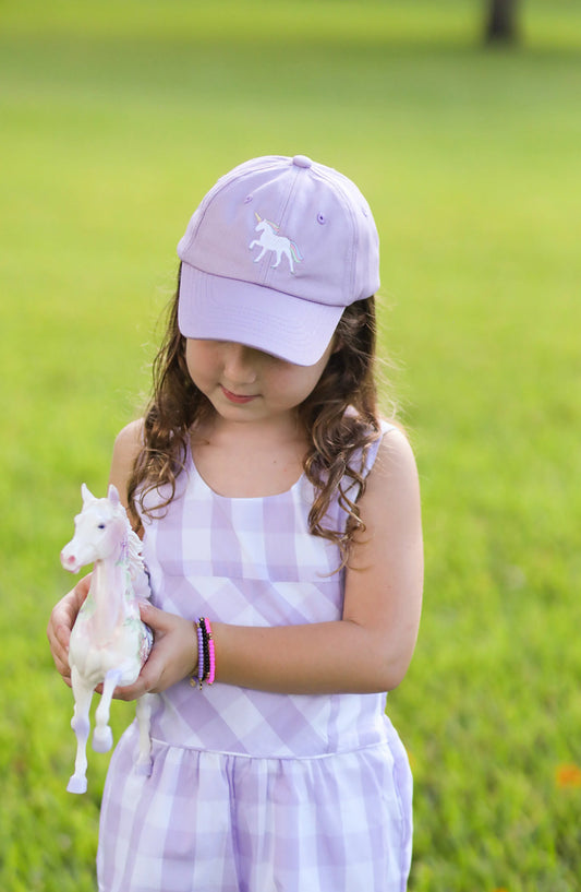 Rainbow Unicorn Bow Baseball Hat - Youth (2-8Y)