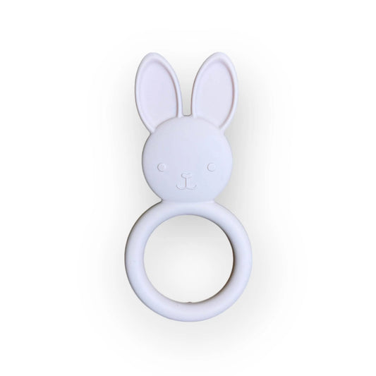 All Silicone Bunny Teething Ring - Pale Pink