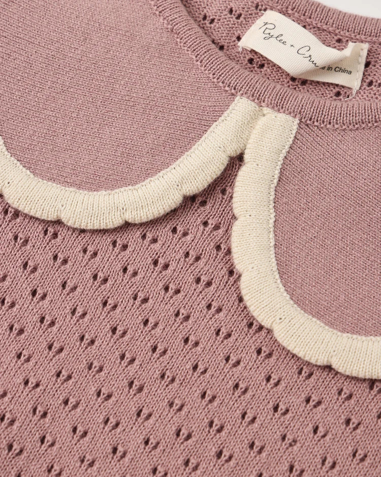 Pointelle Collared Top