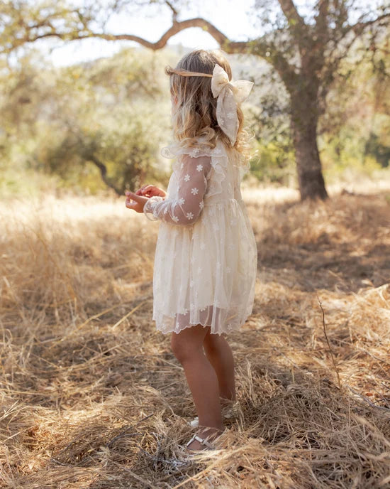 Everly Bow - Embroidered Daisy