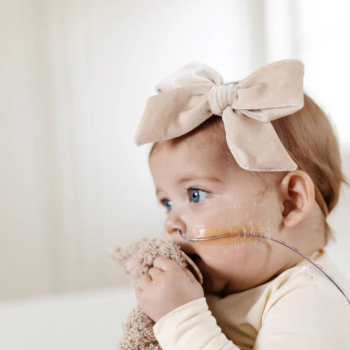 Velvet - Latte Bow Headband - Large
