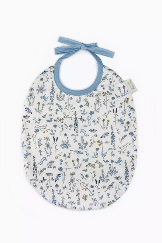 Baby Bib Liberty Fabric - Gus Blue Birds