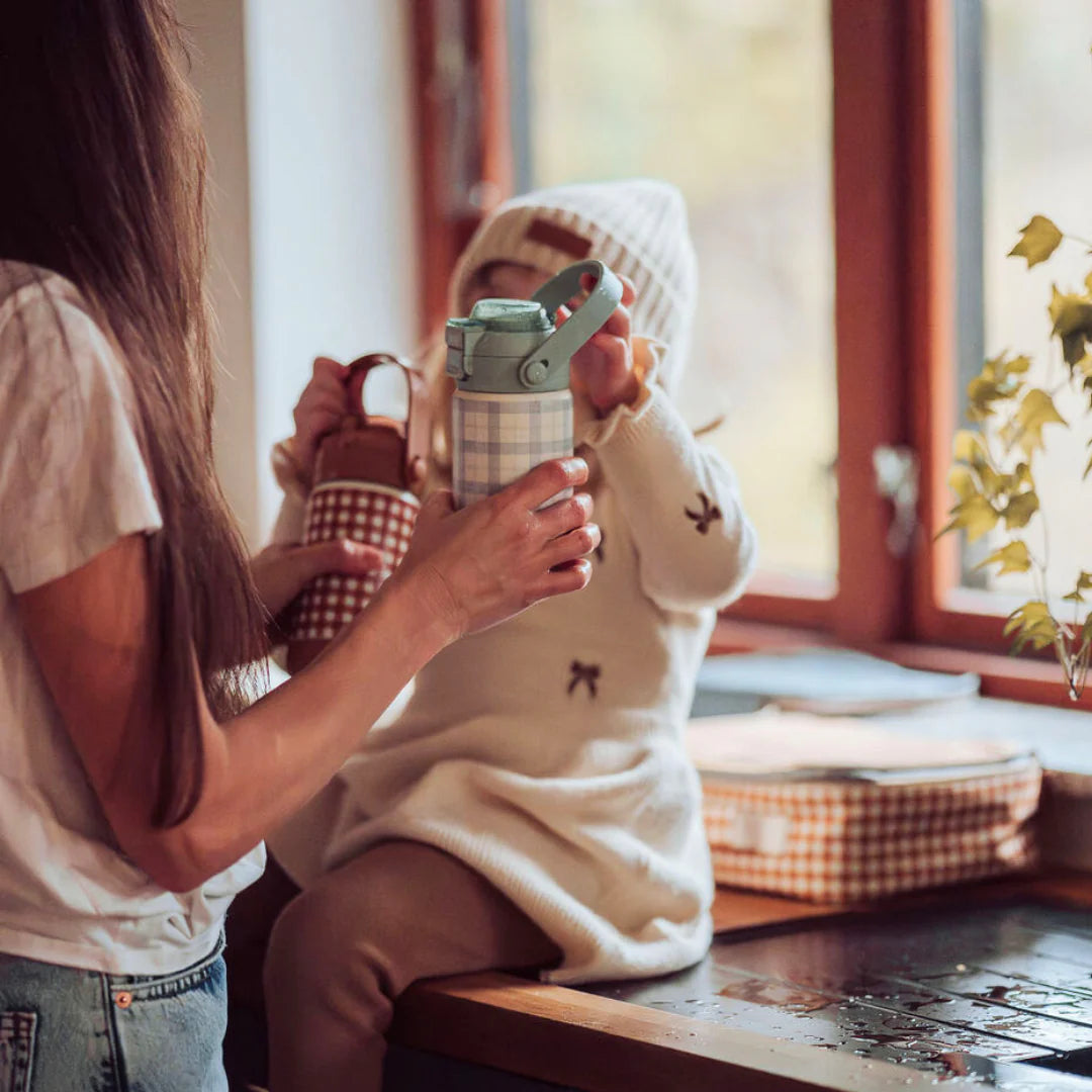 Sip + Chug - 2 in 1 Thermos Water Bottle - Lille Cottage Club - Fern Plaid