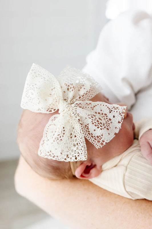 Lace Bow - Ivory Floral Headband